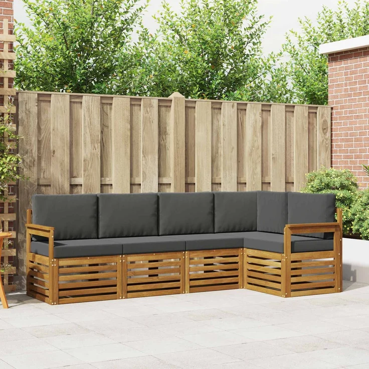 vidaXL Outdoor-Sofagarnitur 5 stk. 5-Sitzer Natur und Anthrazit 3374797 – Bild 1