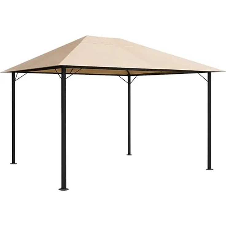 QUICK STAR Metall Garten Pavillon Nizza 3x4m Antik, stabiler Partyzelte in Sand mit flexiblem Dachsystem – Bild 1