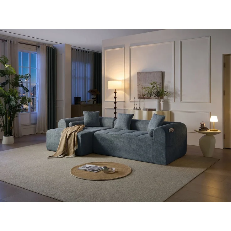 Sinaopus Ecksofa Modulares Sofa aus Chenille als Ecksofa mit Komfortpolsterung, Großzügiges Lounge Sofa mit tiefem Sitzbereich ohne Montage – Bild 2