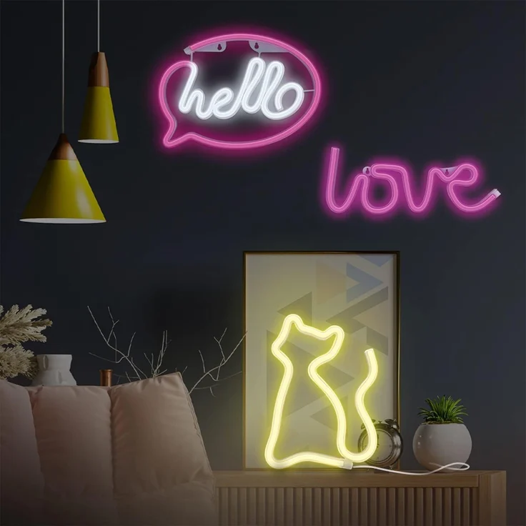 Forever Light Neon LED-Leuchte HELLO pink/weiß – FLNE15 – Bild 3