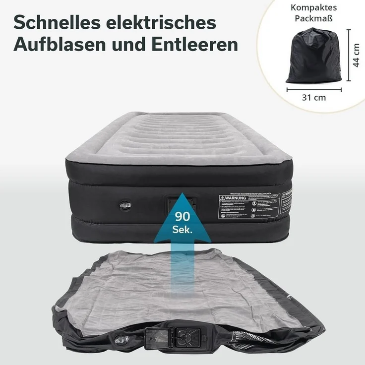 Skandika Luftmatratze Sveja Flex / Plus / Premium, selbstaufblasend mit Pumpe, 1 bis 2 Personen, 150 - 300 kg belastbar, Tragetasche, Kabelfach – Bild 1