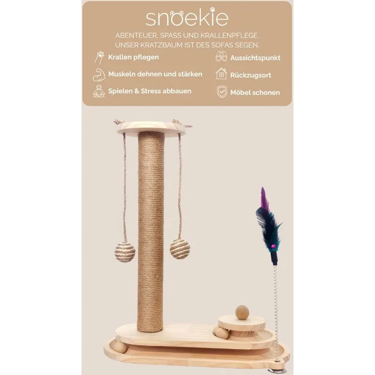 SNOEKIE Kratzbaum Snoekie Kratzbaum aus Holz interaktives Katzenspielzeug