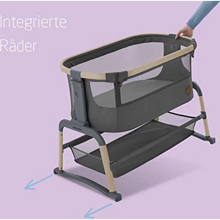 Maxi-Cosi Iora Air Beistellbett, Zustellbett, atmungsaktives Netzgewebe, Höhenverstellbar, Wiege mit Matratze, Eco Care, Geeignet ab Geburt, 0 Monate bis 9 kg, Beyond Graphite – Bild 7