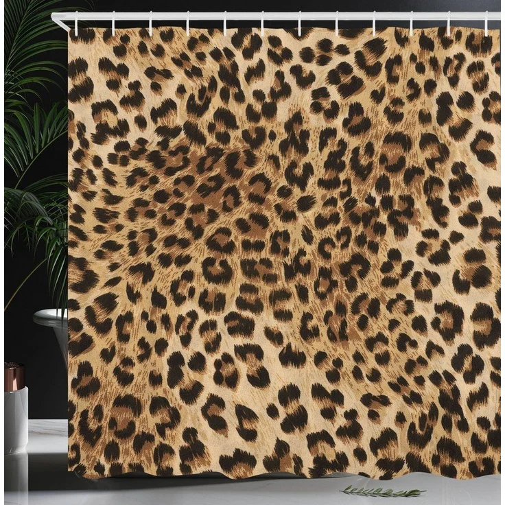 Abakuhaus Duschvorhang Moderner Digitaldruck mit 12 Haken auf Stoff Wasser Resistent Breite 175 cm, Höhe 180 cm, Leopard-Druck Wildtierhaut – Bild 3