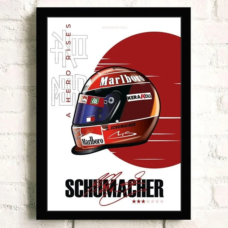 Poster Formel 1 Helm Rennfahrer Name Unterschrift · Deko Print ohne Rahmen - H Vettel / 60x90 cm – Bild 9
