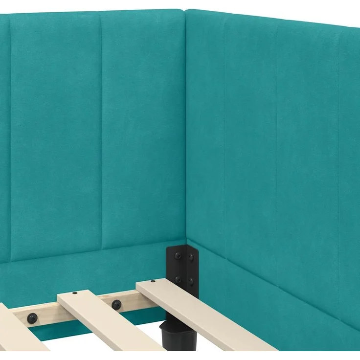 vidaXL Eckbettgestell mit Kopfteil Türkis 80 cm x 200 cm Samt 42016336 – Bild 7