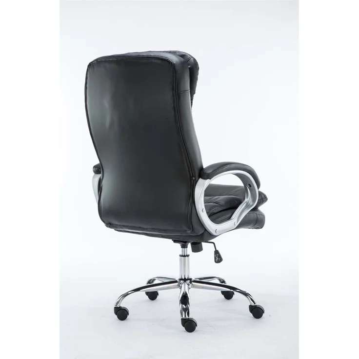 Bürostuhl SOUK - 116x68x77, Schwarz Kunstleder Metall in Chromoptik Gestell ergonomische Bürostühle Homeoffice Stuhl mit Rollen – Bild 8