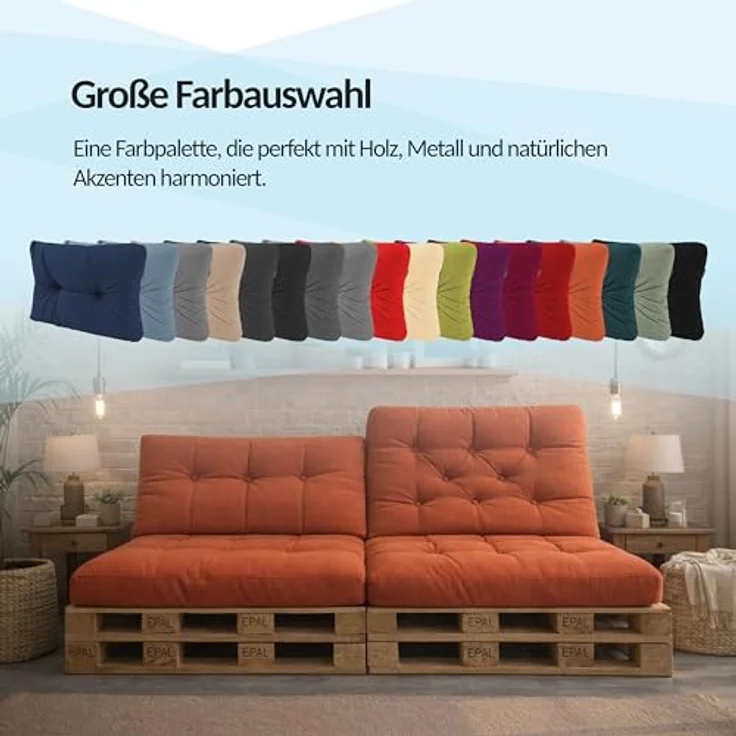 POKAR Palettenkissen Palletenauflagen Palettenpolster Palettensofa Palettenmöbel 8er Set: Sitzkissen 120x80 + Rückenlehne 120x40, Anthrazit – Bild 4