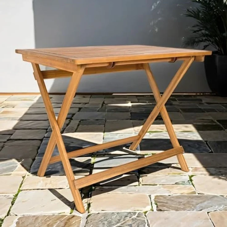 Soma Stehtisch Holztisch Material: Teakholz Farbe: braun (1 x Gartentisch) 80x80 cm – Bild 2