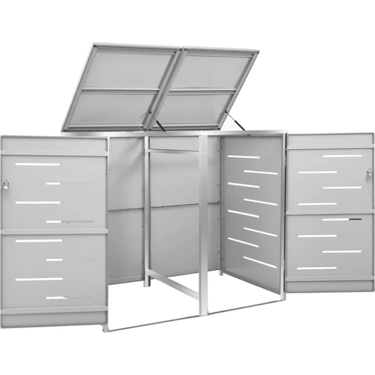 vidaXL Mülltonnenbox für 2 Tonnen 138x77,5x115,5 cm Edelstahl 149559 – Bild 11