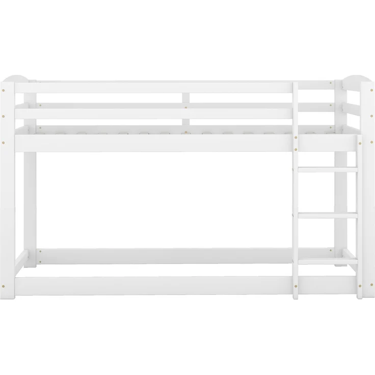 Kinder Etagenbett 90x200 cm,Platzsparendes Holz-Etagenbett mit Leiter und Sicherheitsgeländer,Jugendbett,Weiß – Bild 9