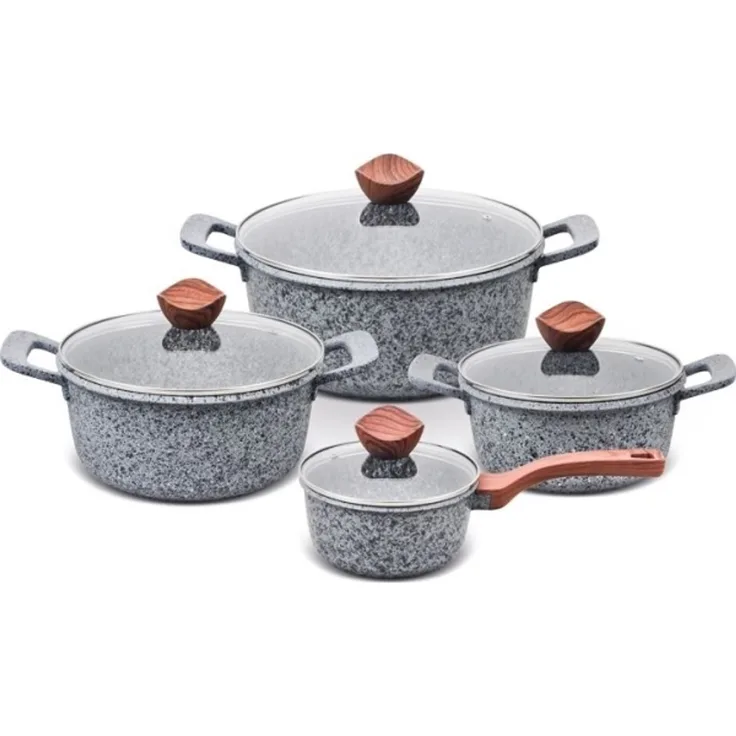 PROMIS Satz Töpfe GRANIT Topf 16 cm Töpfe 20 24 28 braune Griffe