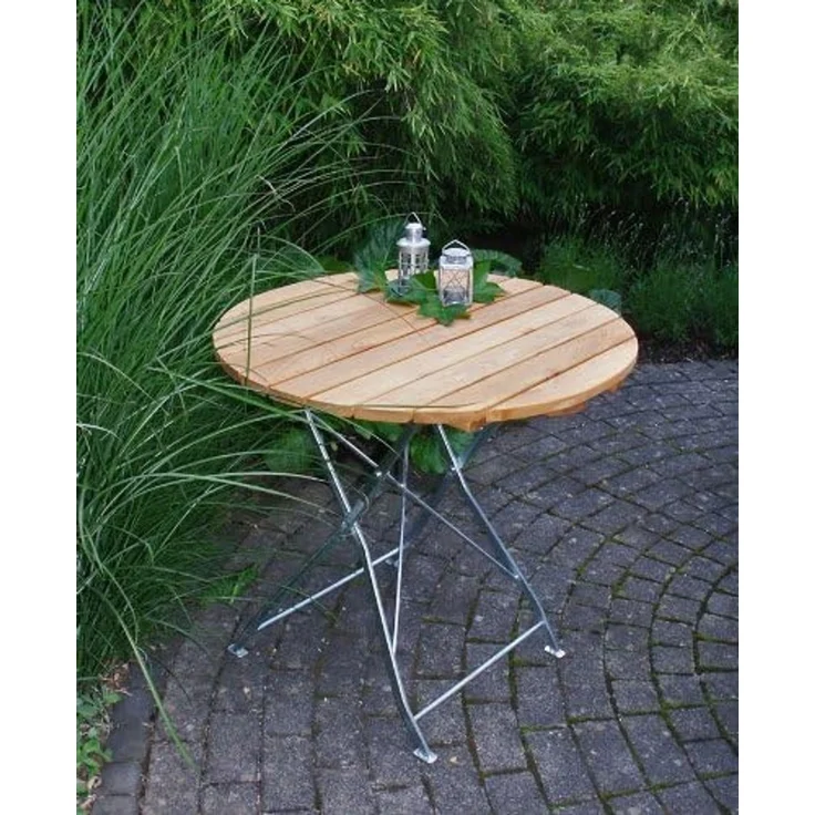 DEGAMO PASSAU II Garnitur 3-teilig, Metall + Robinie, verzinkt/natur, Tisch 77cm rund – Bild 6