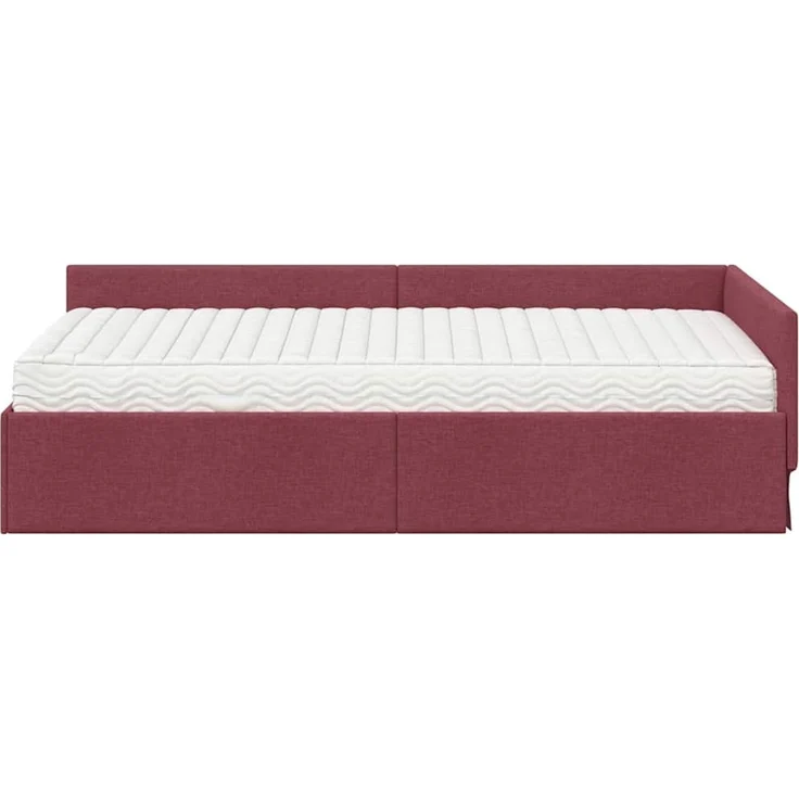 vidaXL Eckbettgestell mit Matratze 2 stk. Weinrot 90 x 200 cm Stoff 3393600 – Bild 5