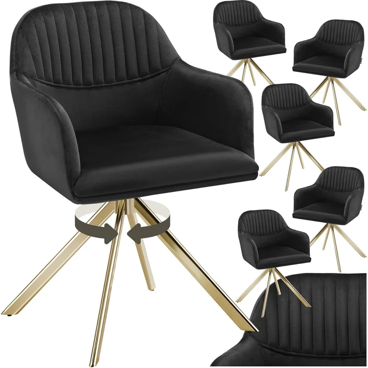 tectake Esszimmerstuhl Samt-Drehstuhl (4er Set, 4 St), gepolstert – Bild 1