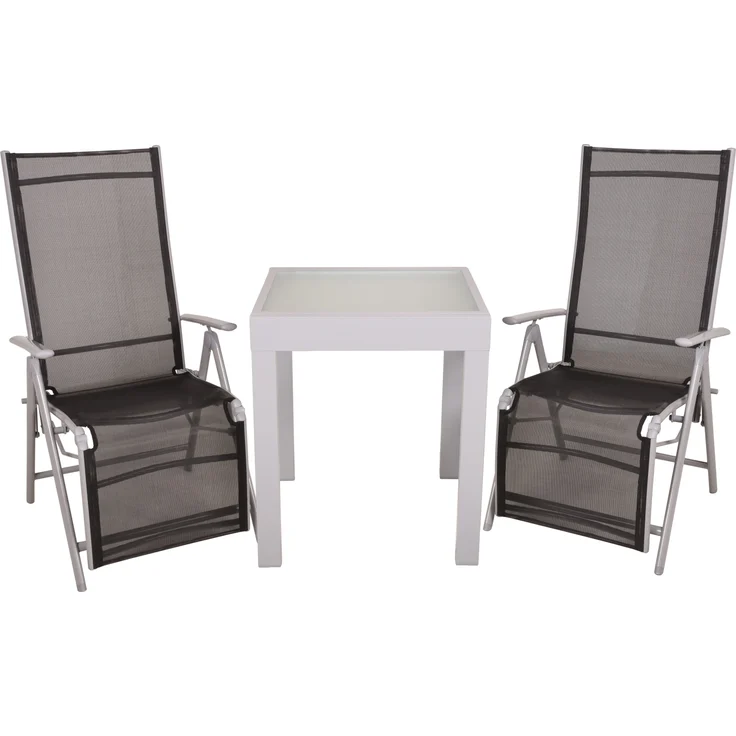 Garten-Sitzgruppe LARA 3-tlg. - Kunststoff, Schwarz | Gartenmöbel-Set Gartengarnitur Garten-Essgruppe mit Stühlen und Esstisch – Bild 1
