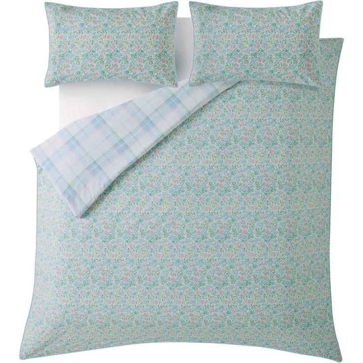 Laura Ashley Sherston Bettwäsche, Floral Design in Blau, 230x220 cm, inkl. 2 Kissenbezüge 50x75 cm, 100% Baumwolle, Wendbares Design