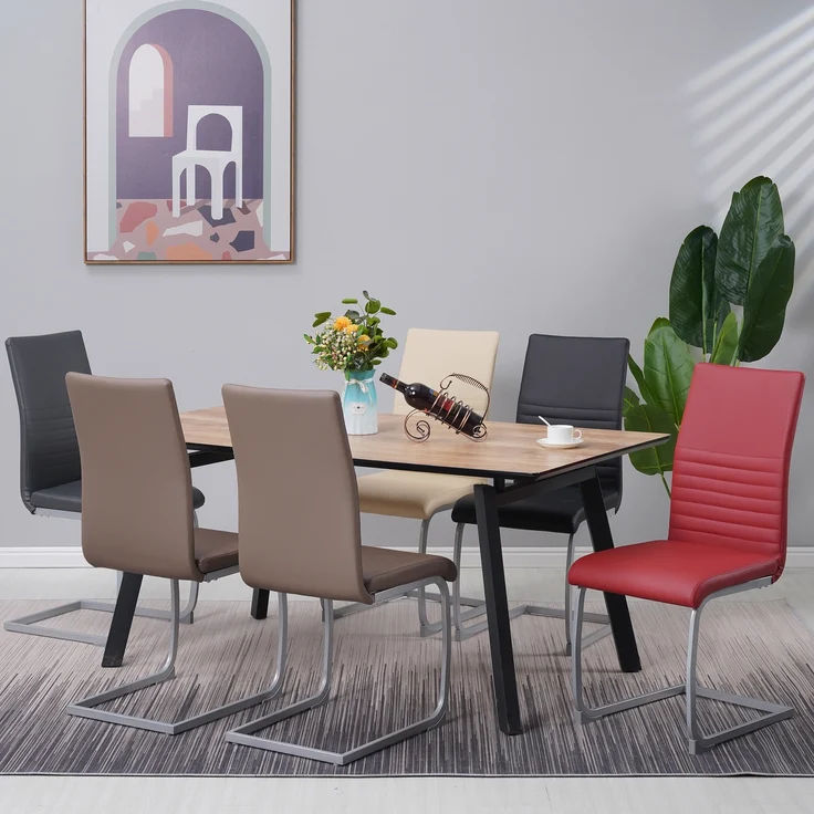 Albatros Freischwinger Stühle 4er Set MURANO, Grau - Esszimmerstuhl Schwingstuhl, modernem Design, Kunstleder-Bezug, dicke Polsterung - Küchenstuhl, Polsterstuhl, Stuhl Esszimmer Esstisch – Bild 6