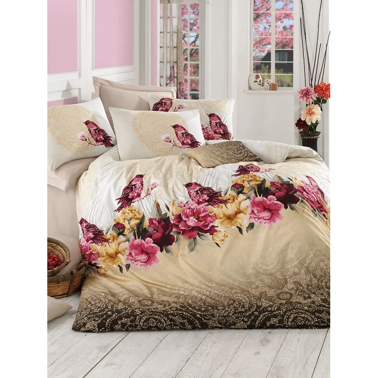 L'essentiel Maison 'Çalıkuşu - Brown' Ranforce Einzelbettwäsche-Set (DE), Braun/Beige – Bild 1