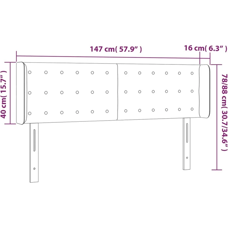 vidaXL Kopfteil mit Ohren Rosa 147 x 16 x 78/88 cm Samt 3119255 – Bild 9