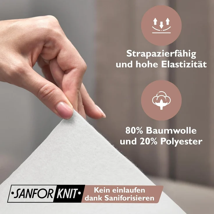 leevitex® Spannbettlaken für kalte Nächte – angenehm weich, passgenau, farbstark & pflegeleicht, Molton, Gummizug: rundum, (1 Stück), verschiedene Größen und Farben, 80% Baumwolle 20% Polyester, 25cm Steg – Bild 4