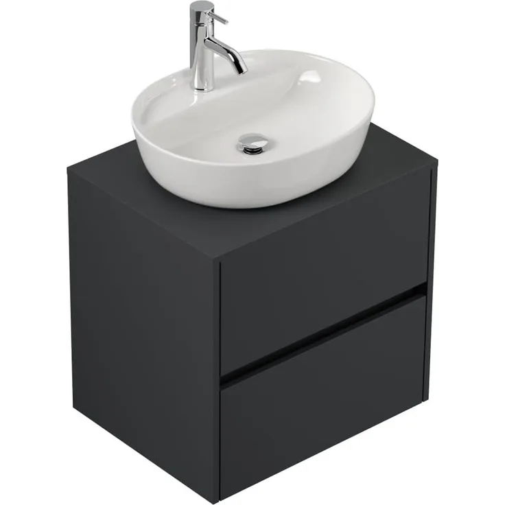 Badmöbel Taifun 60cm mit ovalem Aufsatzwaschbecken grafit : Grafit