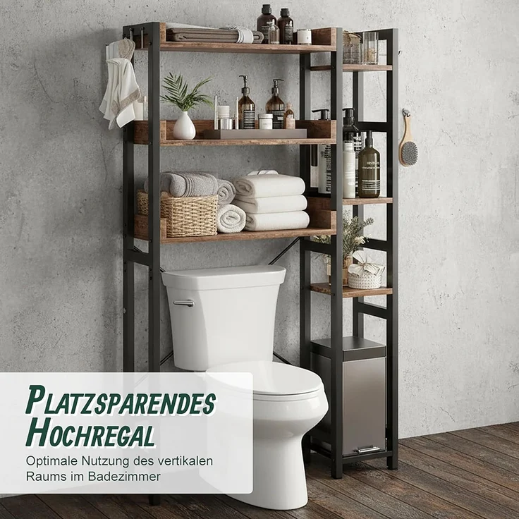 Relaxdays Toilettenregal 3 Ebenen mit Seitenablage – Bild 4