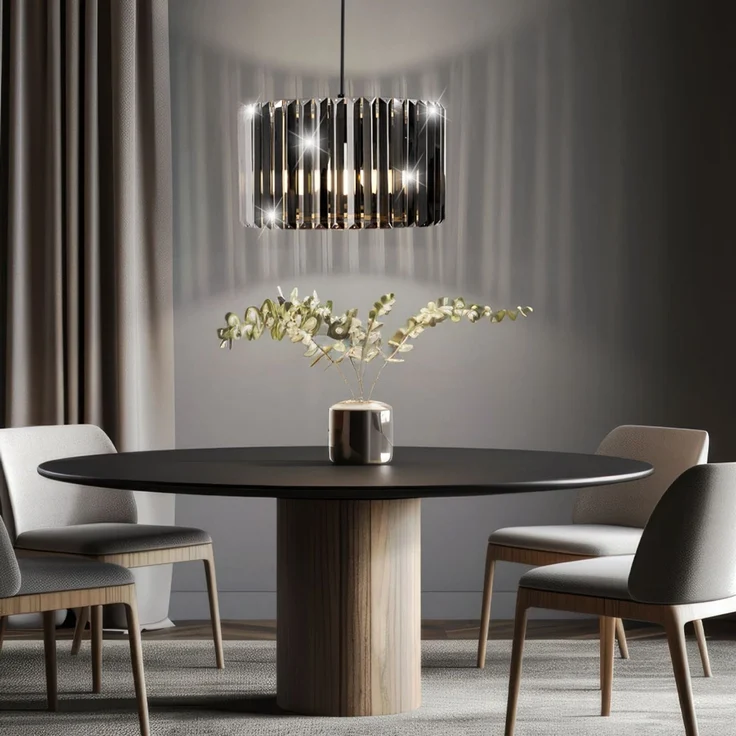 LED Hängeleuchte, Holzoptik, Kristall rauch, H 120 cm – Bild 4