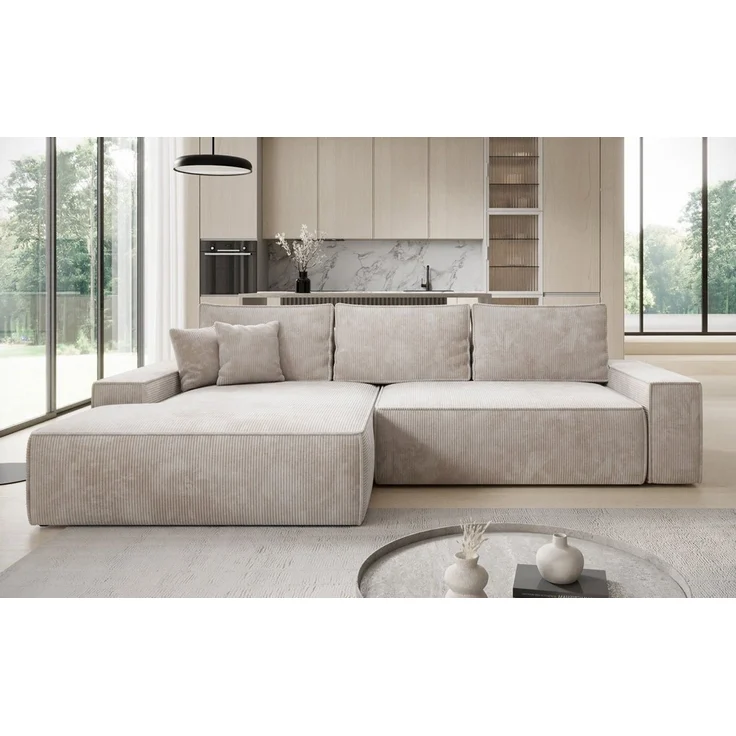 Luxusbetten24 Schlafsofa Designer Sofa Verona mit breiter Ottomane, mit Schlaffunktion und Stauraum – Bild 1