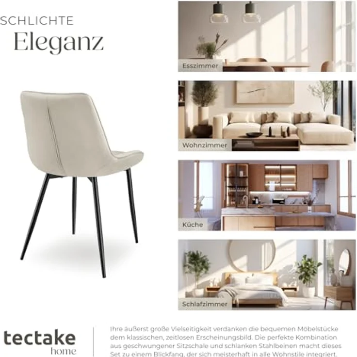 tectake Esszimmerstuhl Monroe (8er Set, 8 St), Gepolstert – Bild 9