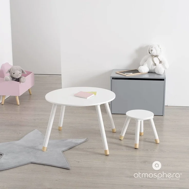 Atmosphera Hocker für ein Kind - vierbeiniger Hocker, Höhe: 26 cm, Ø 24 cm weiß – Bild 4