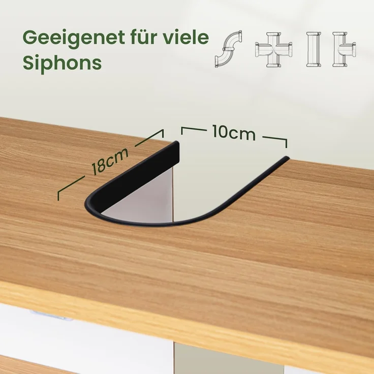EUGAD Waschbeckenunterschrank (1-St) Badezimmerschrank mit 2 Türe Weiß – Bild 9