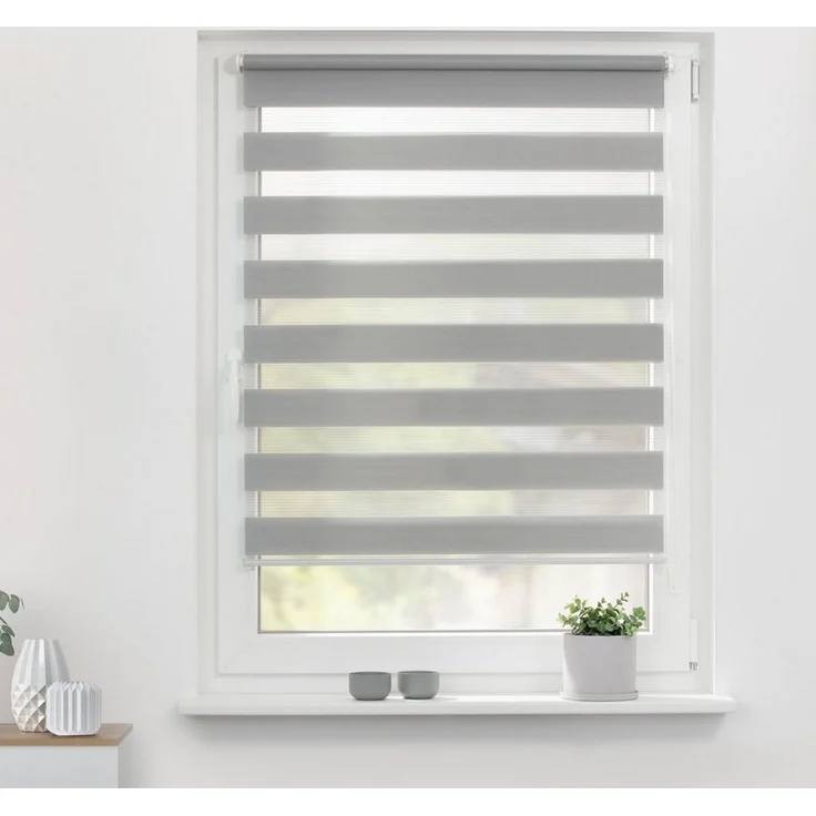Lichtblick Doppelrollo  Kopenhagen Klemmfix ohne Bohren, Streifen, Blickdicht, Klemmträger-Montage, Sichtschutz, Wandmongtage, Deckenmontage, für Fenster und Türen Grau, 150,0 cm, 110,0 cm – Bild 3