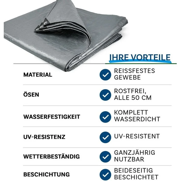 Kubus Schutzplane Abdeckplane 80 g/m², verschiedene Farben, in 12 verschiedenen Größen, Wasserdicht & reißfest – Bild 4
