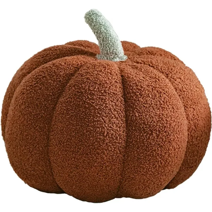 3D Kürbis Kissen 28 cm Plüsch Sofa Cushion, Braun, Einzeln, Weiche Herbst- & Halloween-Deko