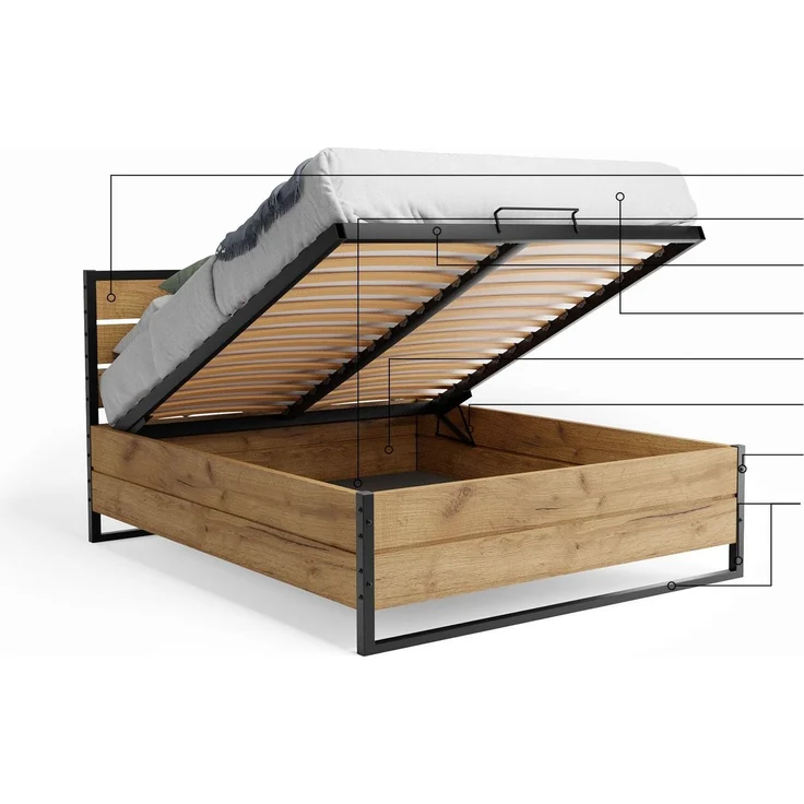 BMS Massivholzbett Loft 160x200 cm in Eiche mit Matratze – Bild 3