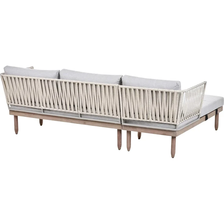 Lounge Set mit Tisch 4-Sitzer CREMONA Akazienholz Braun Grau rechtsseitig – Bild 7