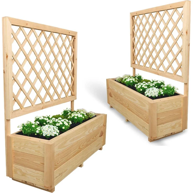 2er Set Pflanzkästen mit Rankgitter - Kiefer - 98 x 34 x 104cm – Bild 7