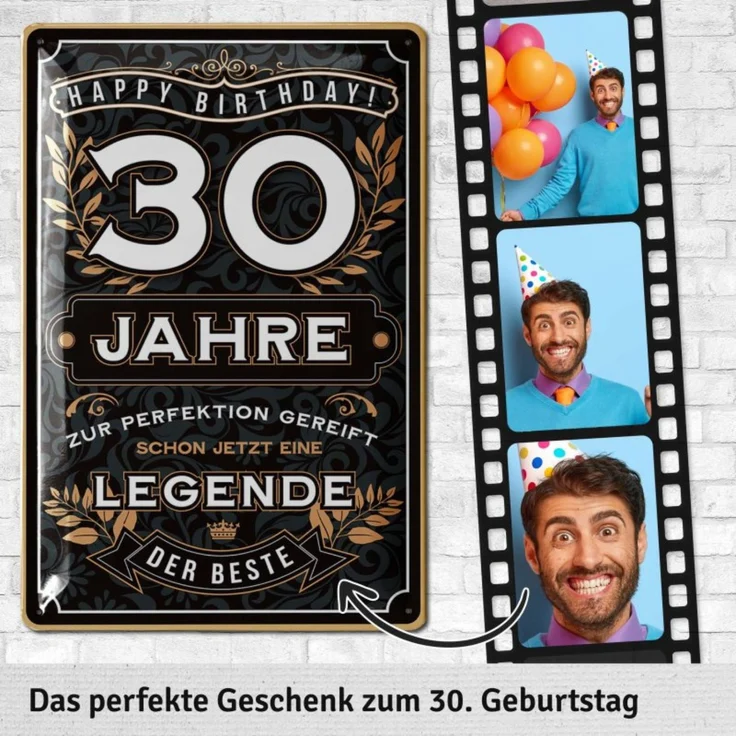 LANOLU Blechschild Der Beste 30 Jahre - 20x30cm – Metall – Schwarz – 20148 – Bild 3