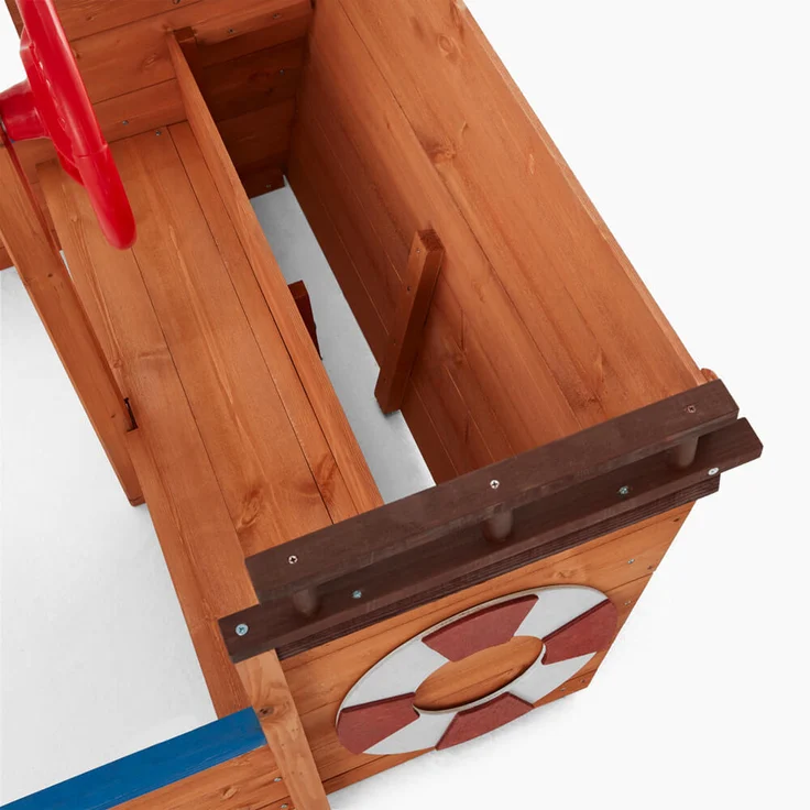 Home Deluxe 'Boot' Sandkasten inkl. Sonnenschutz und Bodenplane, Holz natur / blau, 103 x 78 x 160 cm – Bild 9