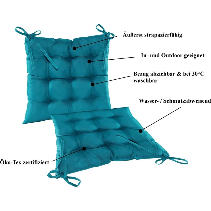 JACK Stuhlkissen JACK Outdoor 38x38cm Sitzkissen Lounge Kissen Sitzkissen Wasserfest, mit Lotus Effekt, robust, strapazierfähig, für Innen & Außen – Bild 4