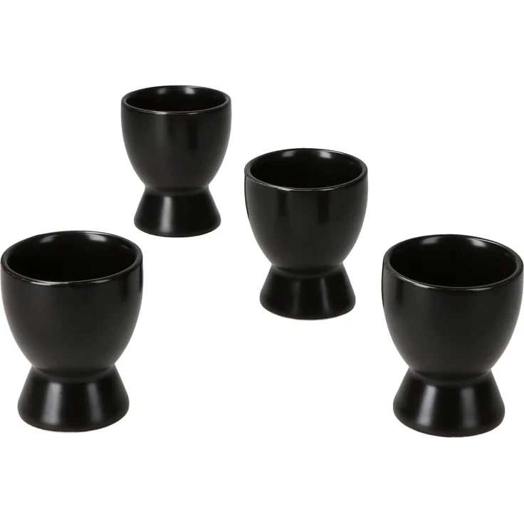 MamboCat Eierbecher 4x Nero Eierbecher schwarz Steingut Frühstück Brunch Buffet – Bild 3