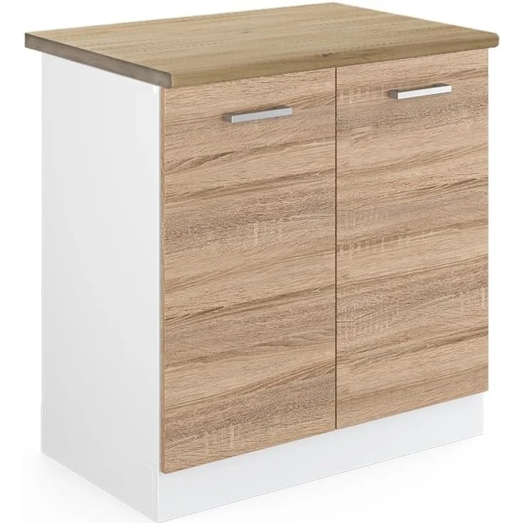 Vicco Spülenunterschrank R-Line, Sonoma/Weiß, 80 cm, AP Eiche
