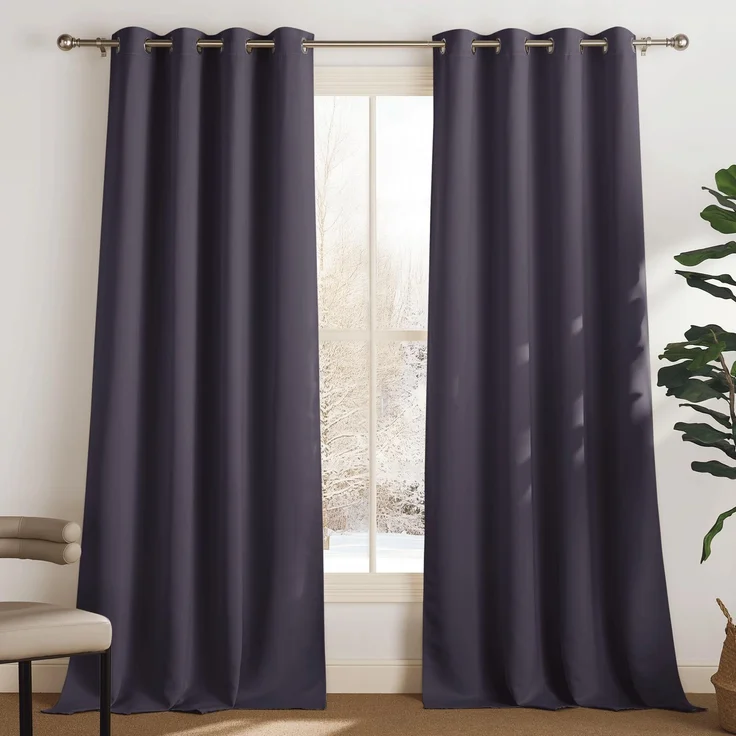 PONY DANCE Schlafzimmer Gardinen und Vorhänge Verdunkelung Thermovorhang | 2er Set H245 x B140cm, Thermal Curtains Blackout, Kälteschutz, Sichtschutz, UV-Schutz, mit Ösen, für Wohnzimmer, Graulila