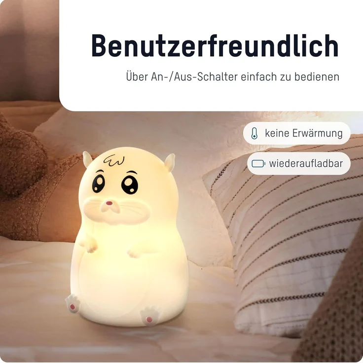 ANSMANN AG LED Nachtlicht Nachtlicht Kinder Silikon aufladbar dimmbar 7 Farben Hamster – Bild 4