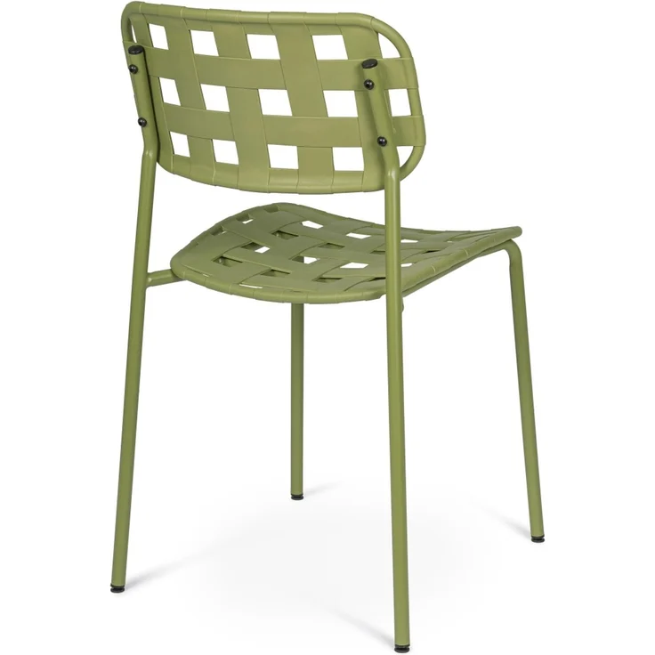 Gartenstuhl Revol 4er-Set aus Metall, modern, stapelbar, grün, UV-beständiges Geflecht – Bild 3