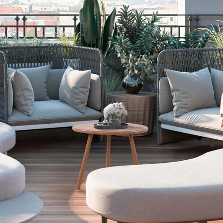 CLP Couchtisch Berea, Terra cotta, wetterfest, 50x40x50 cm, für Innen- und Außenbereich, mit Bodenschonern – Bild 2