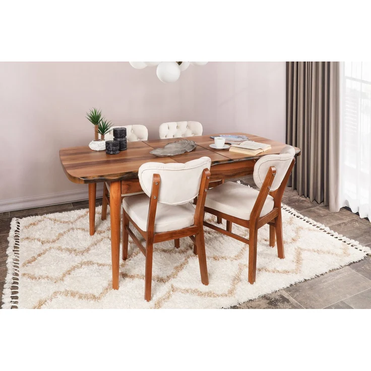 Skye Decor 'Elma 760 V2' Stuhlset (2-teilig), Walnuss / Beige, 41,5 x 86 x 43,5 cm – Bild 5