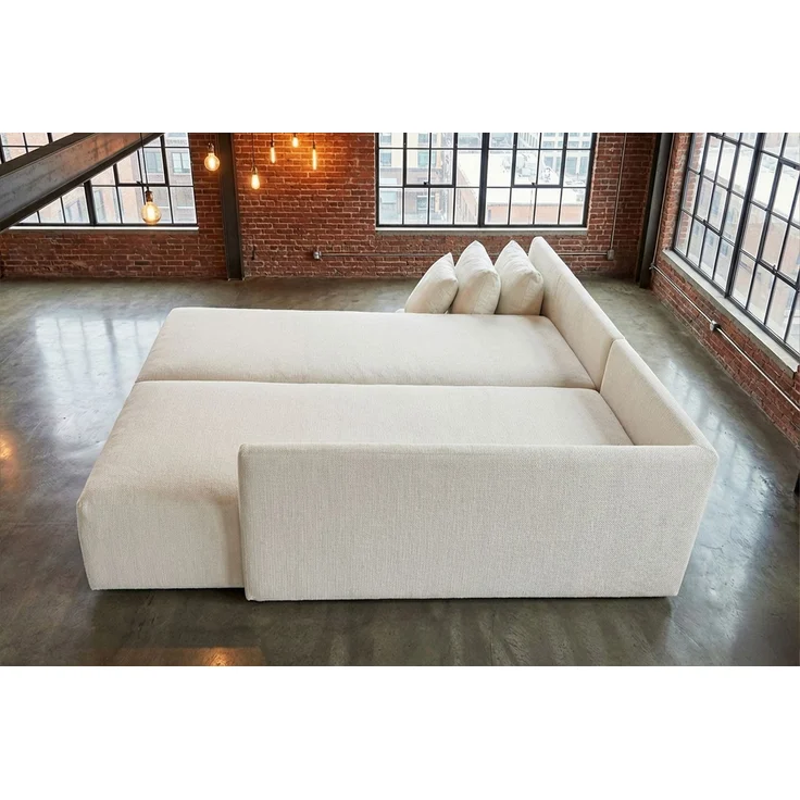 KAWOLA Schlafsofa SADIRA Ecksofa Stoff cremeweiß Recamiere rechts 89 x 209 x 288 cm – Bild 5
