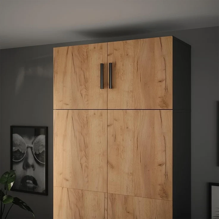 Aufsatzmodul Ingo Anthrazit/Goldkraft Eiche 80 x 40 cm mit 2 Türen Vicco – Bild 2